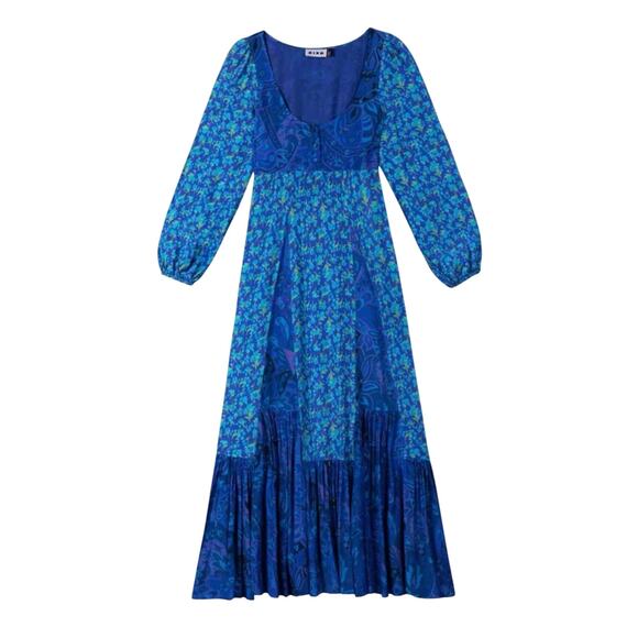 Rixo Virginia Floral Midi Dress Fontainhas Floral Cobalt Mix Size XS - Picture 14 of 14